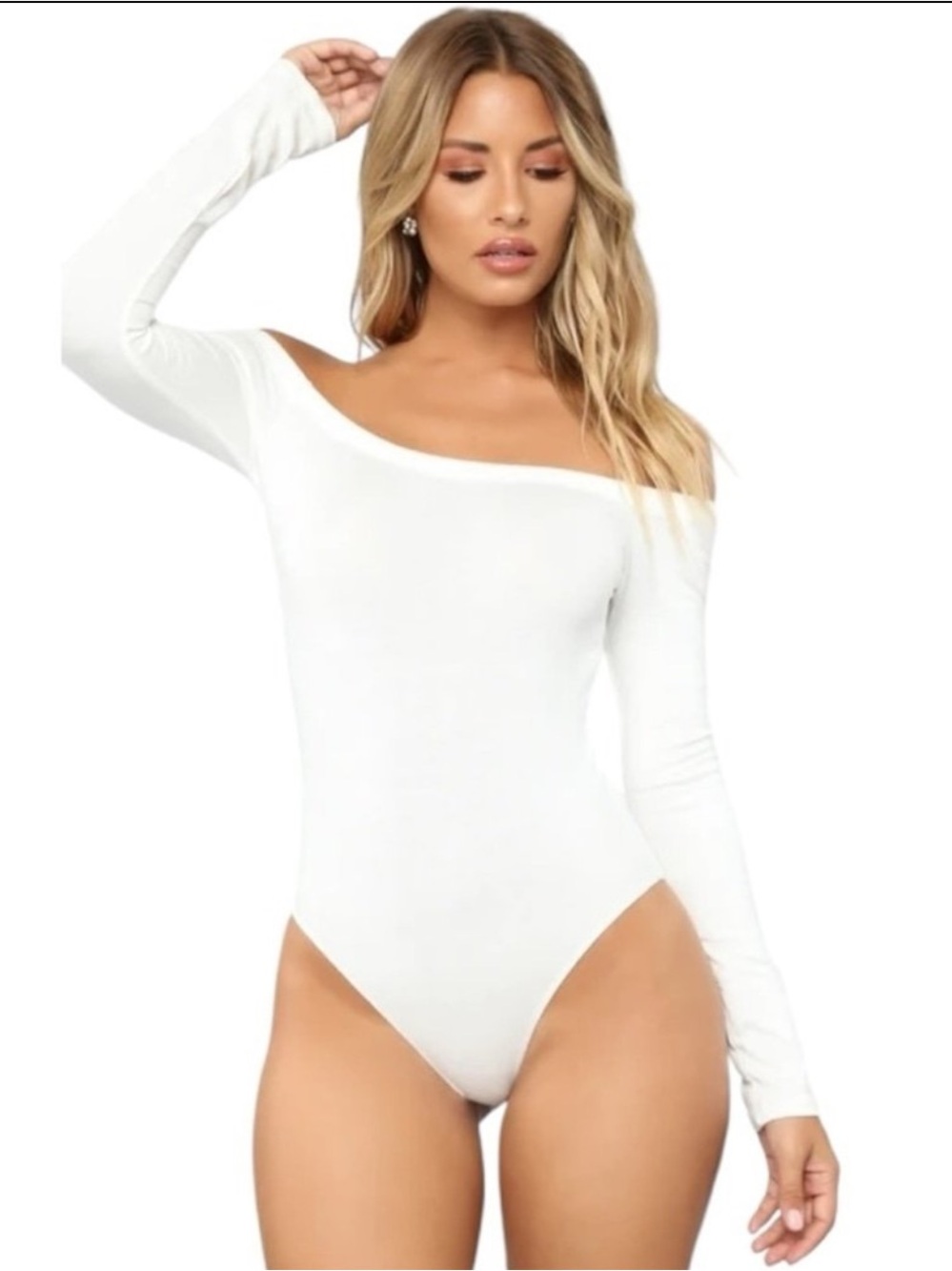 Fashion Nova Day To Day Off Shoulder Bodysuit - Off White
